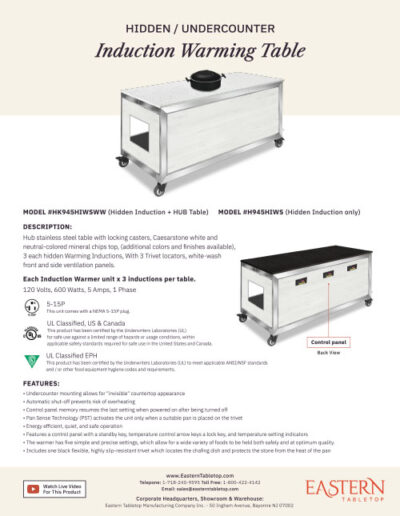 Eastern Induction Warming Table